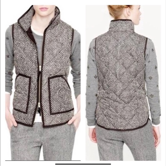 J. Crew Herringbone Quilted Vest Down & Waterfowl Fill Women’s Size XS EUC - Picture 1 of 16